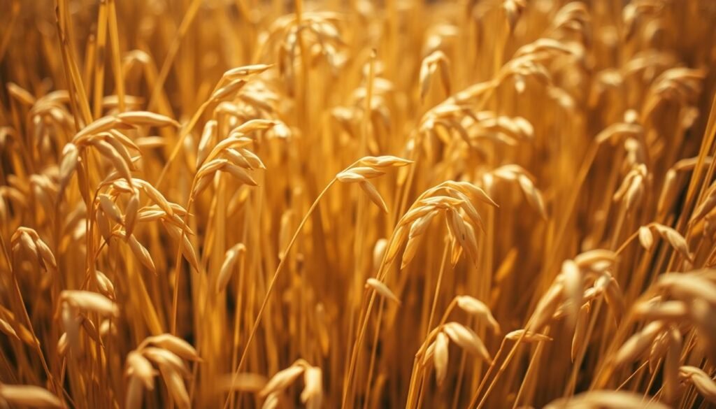 A sun-drenched field of wild rice, the slender stalks swaying gently in the breeze. Delicate golden-brown grains glisten, ready to be harvested. The camera captures a close-up view, showcasing the intricate texture and subtle hues of the wild rice. Warm, earthy tones dominate the scene, creating a sense of rustic, natural abundance. Soft, diffused lighting illuminates the scene, casting a serene, contemplative mood. The image invites the viewer to appreciate the beauty and versatility of this ancient grain, a perfect accompaniment to the "Seasoning and Flavor Boosters I Reach For" section of the article.